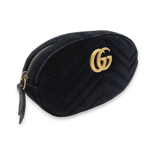 Marmont Black Belt Bag in Velvet, Gold hardware