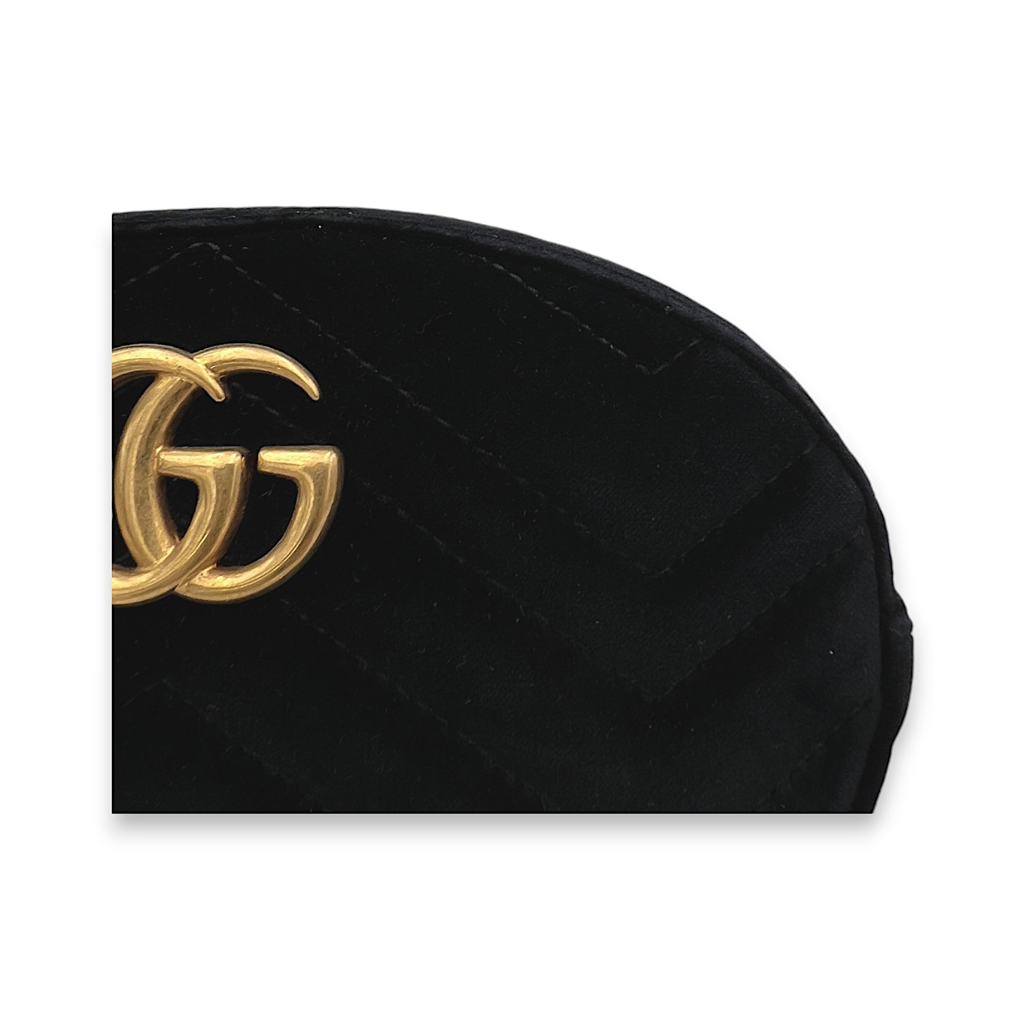 Gucci Marmont 95 38 Black Belt Bag in Velvet, Gold hardware
