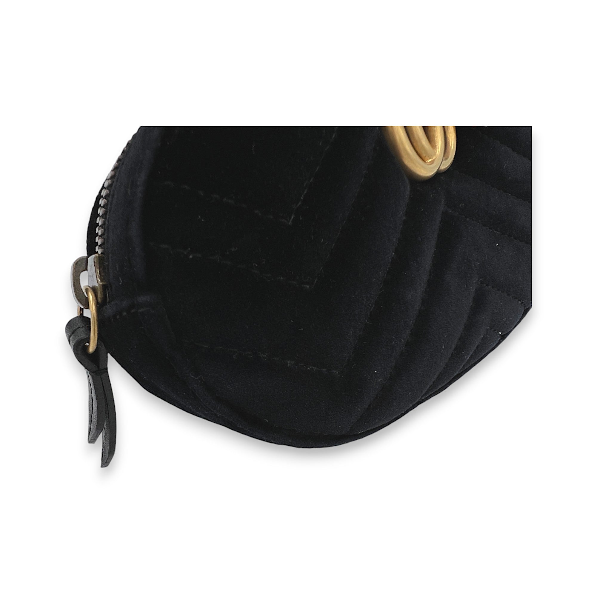 Marmont Black Belt Bag in Velvet, Gold hardware