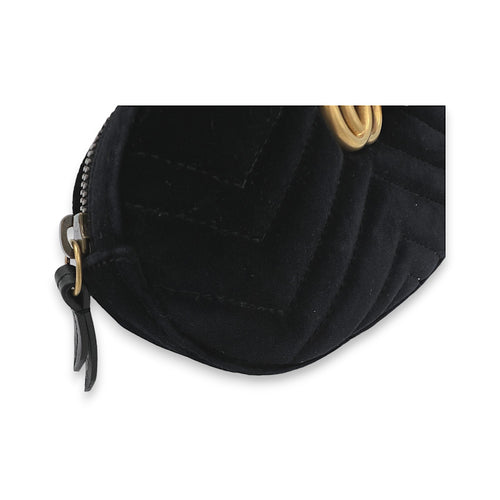 Marmont Black Belt Bag in Velvet, Gold hardware