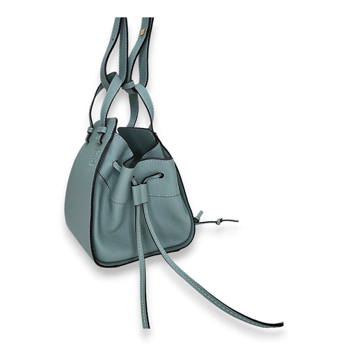 Hammock Mini Blue Top Handle Bag in Calfskin, Gold hardware