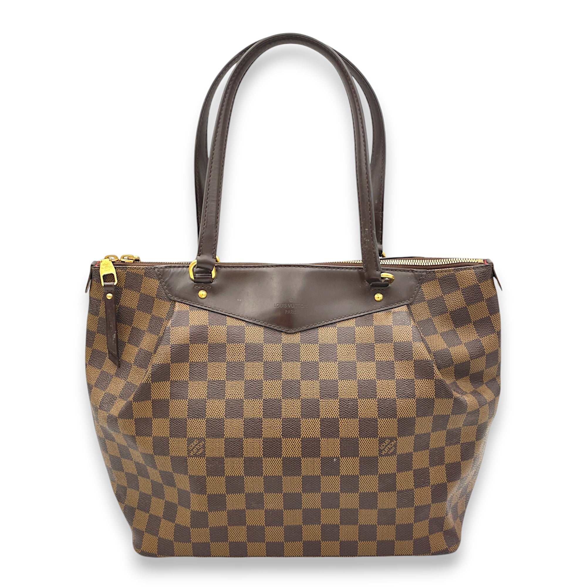 Westminster GM Brown Shoulder Bag in Coated Canvas, Gold hardware