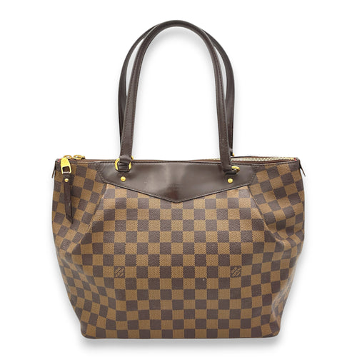 Westminster GM Brown Shoulder Bag in Coated Canvas, Gold hardware