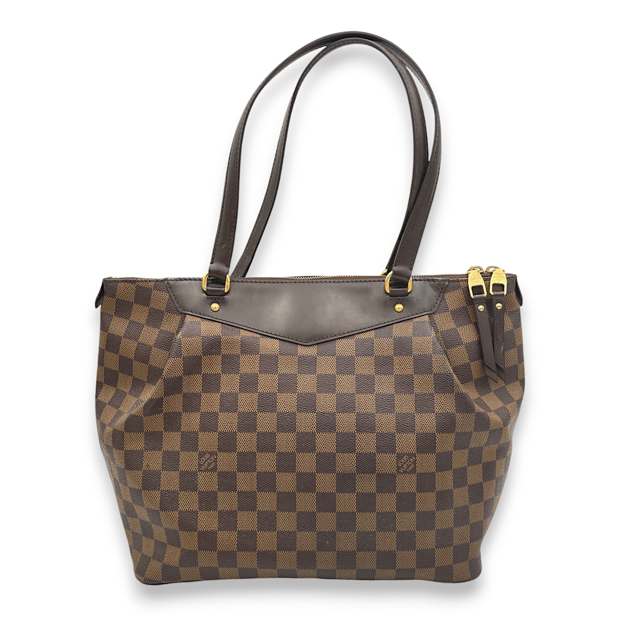 Westminster GM Brown Shoulder Bag in Coated Canvas, Gold hardware