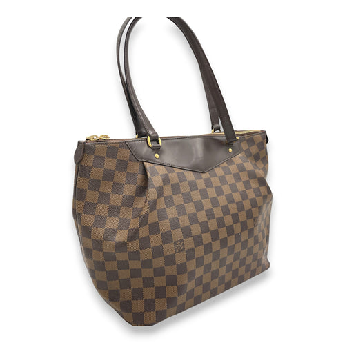 Westminster GM Brown Shoulder Bag in Coated Canvas, Gold hardware