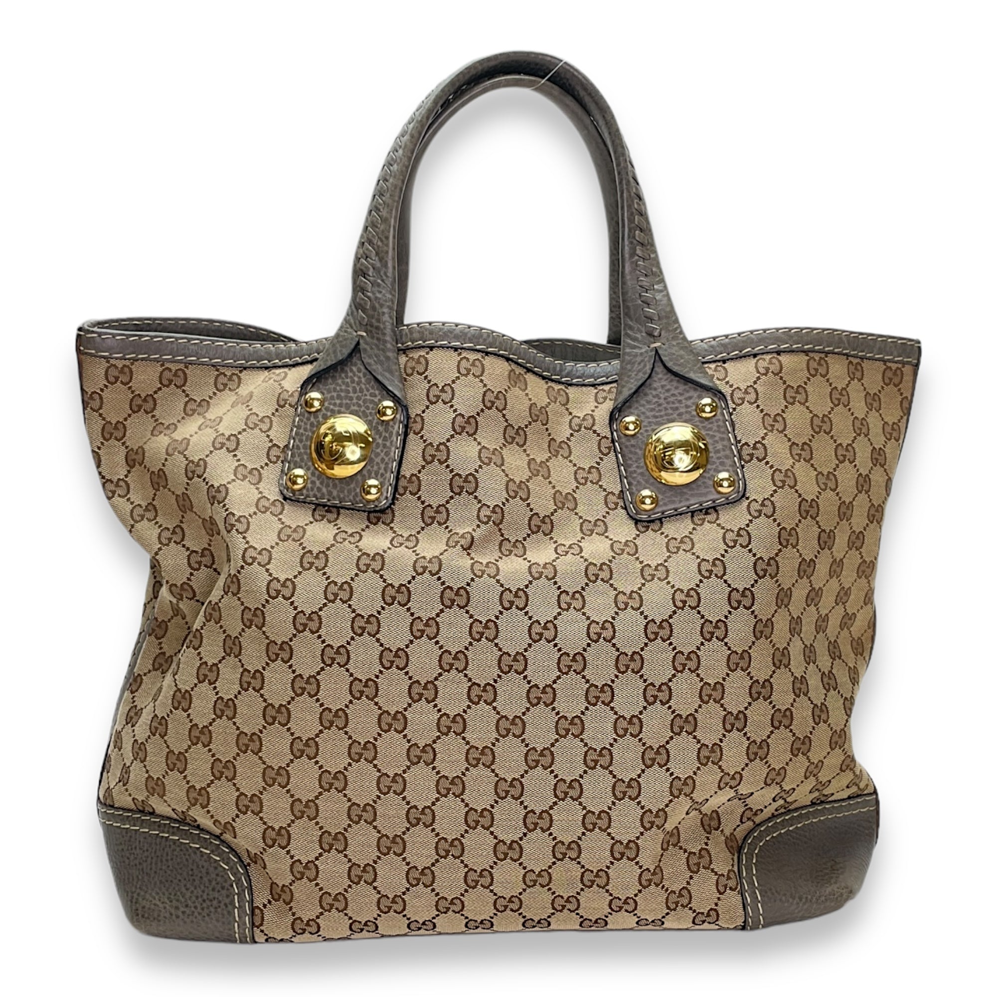 Tote Grey Tote Bag in Jacquard, Gold hardware