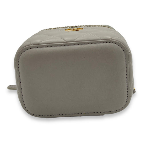 Classic Mini Grey Vanity Bag in Lambskin, Gold hardware