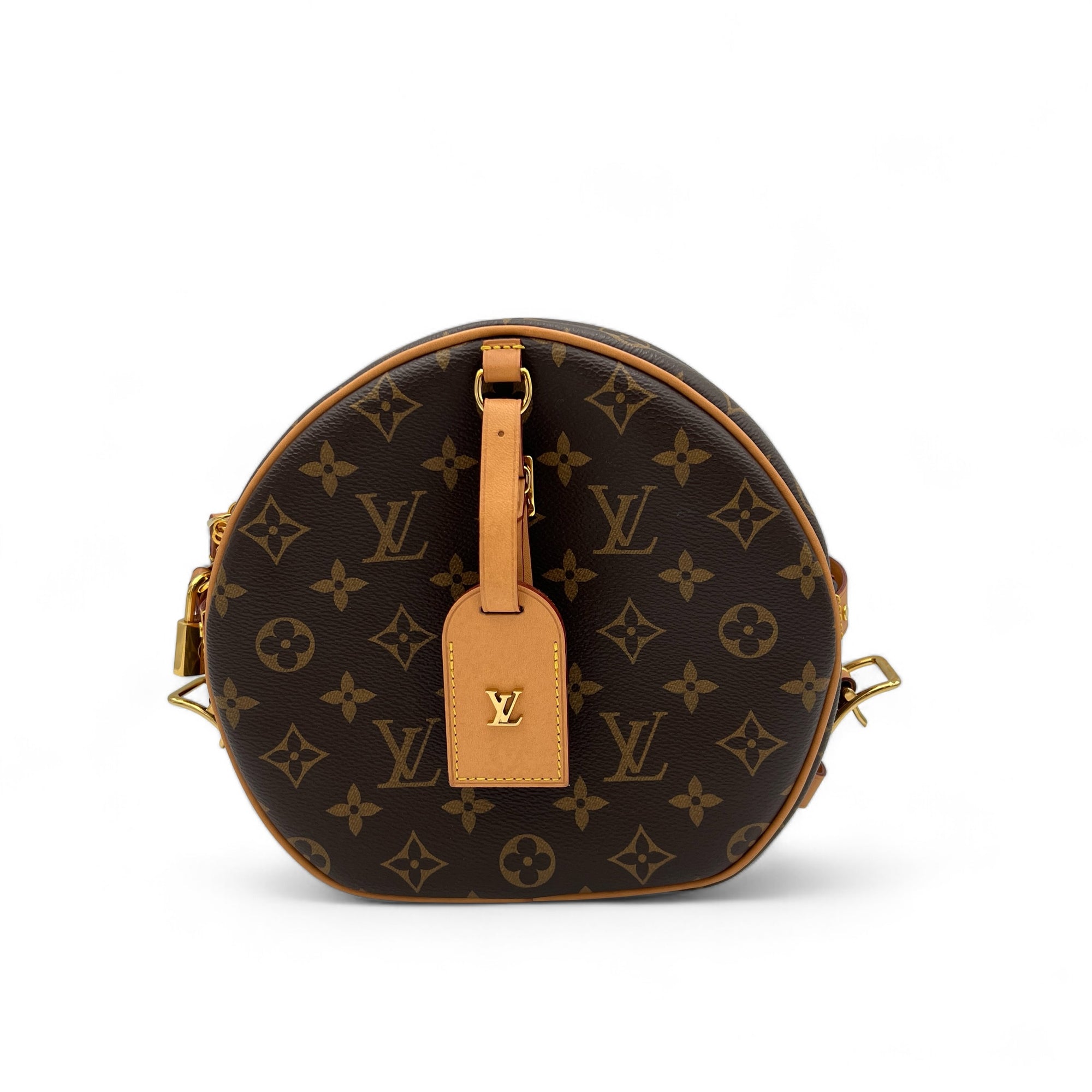 Boite a Chapeau MM Brown Crossbody Bag in Monogram Coated Canvas, Gold hardware