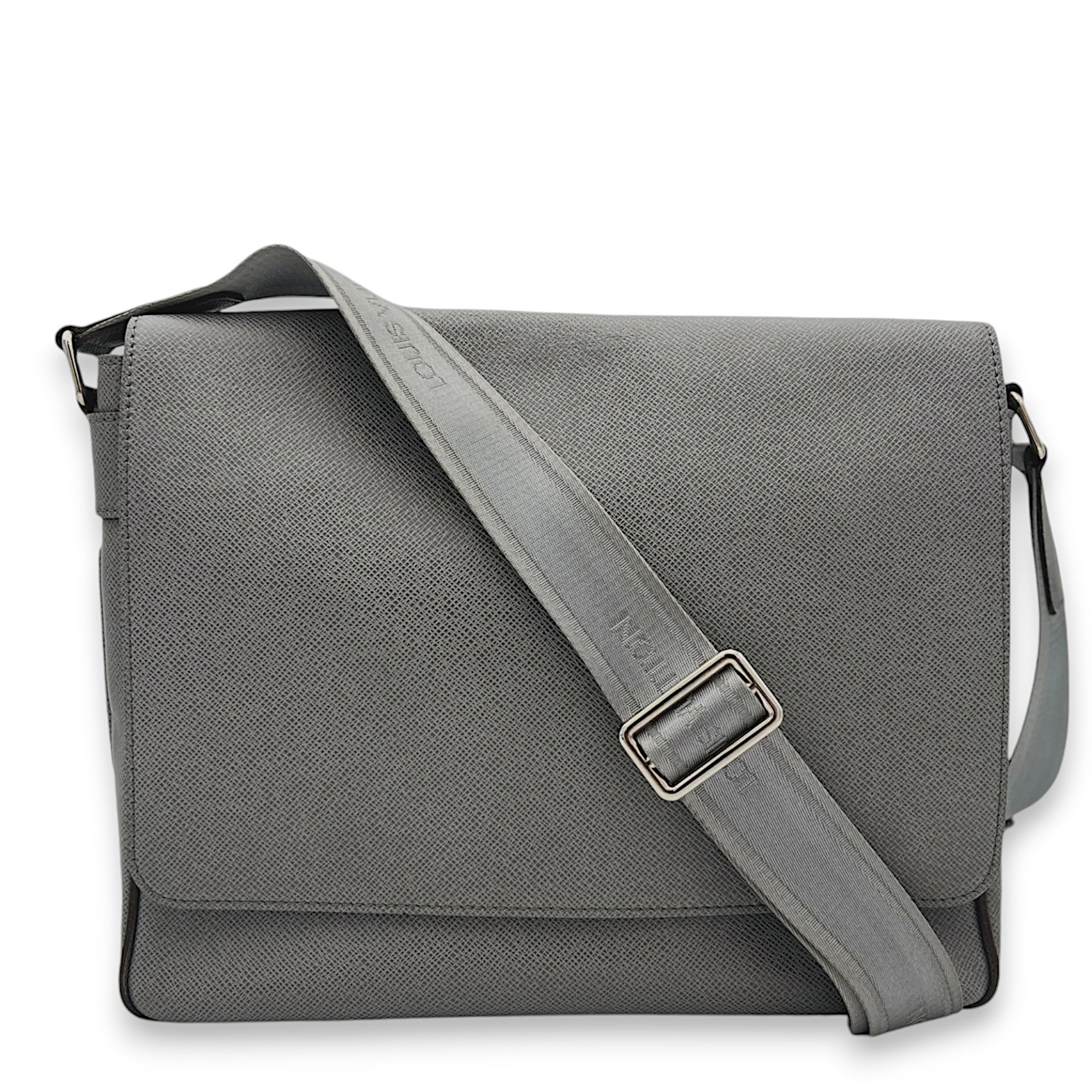 Roman Messenger Bag  Grey in Epi Leather , Silver Hardware