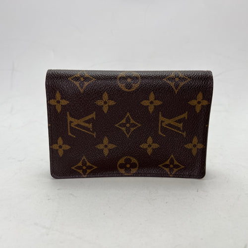 Bi Fold Brown Passport Holder in Monogram Coated Canvas