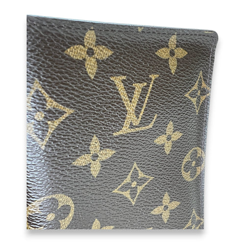 Bi Fold Brown Passport Holder in Monogram Coated Canvas