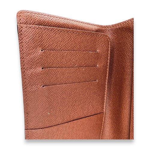 Bi Fold Brown Passport Holder in Monogram Coated Canvas