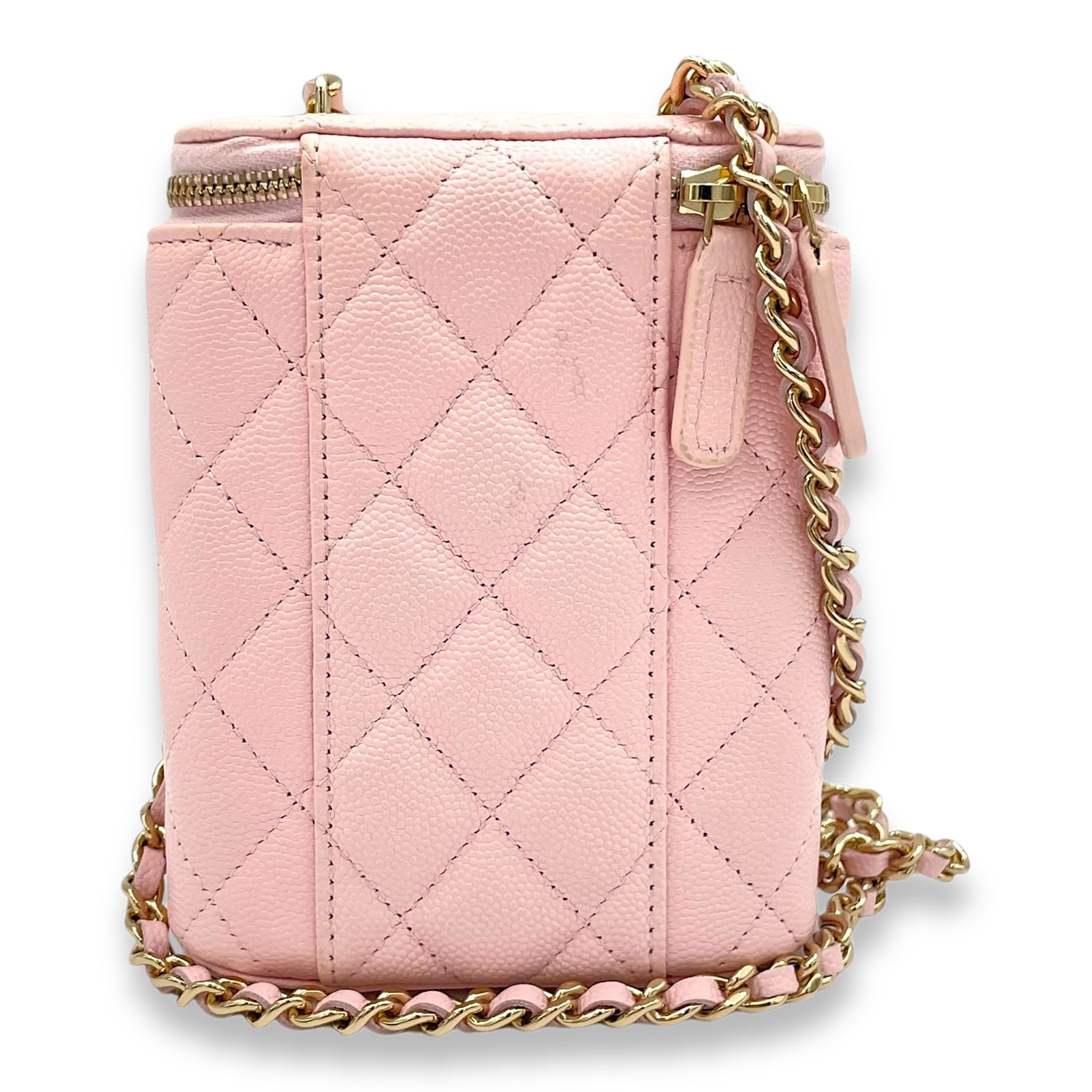 Classic Pink Vanity Bag in Caviar Leather, Gold hardware