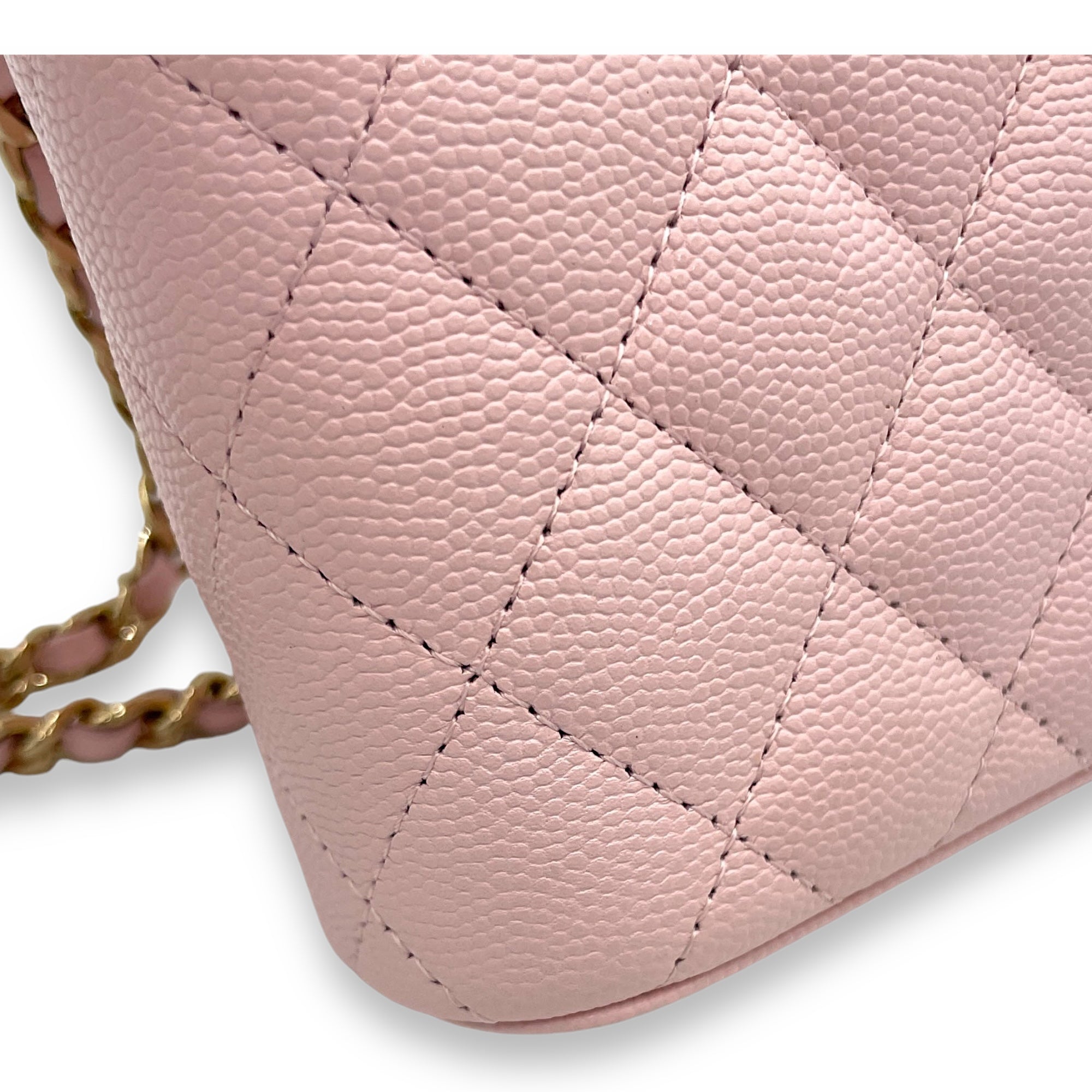 Classic Pink Vanity Bag in Caviar Leather, Gold hardware