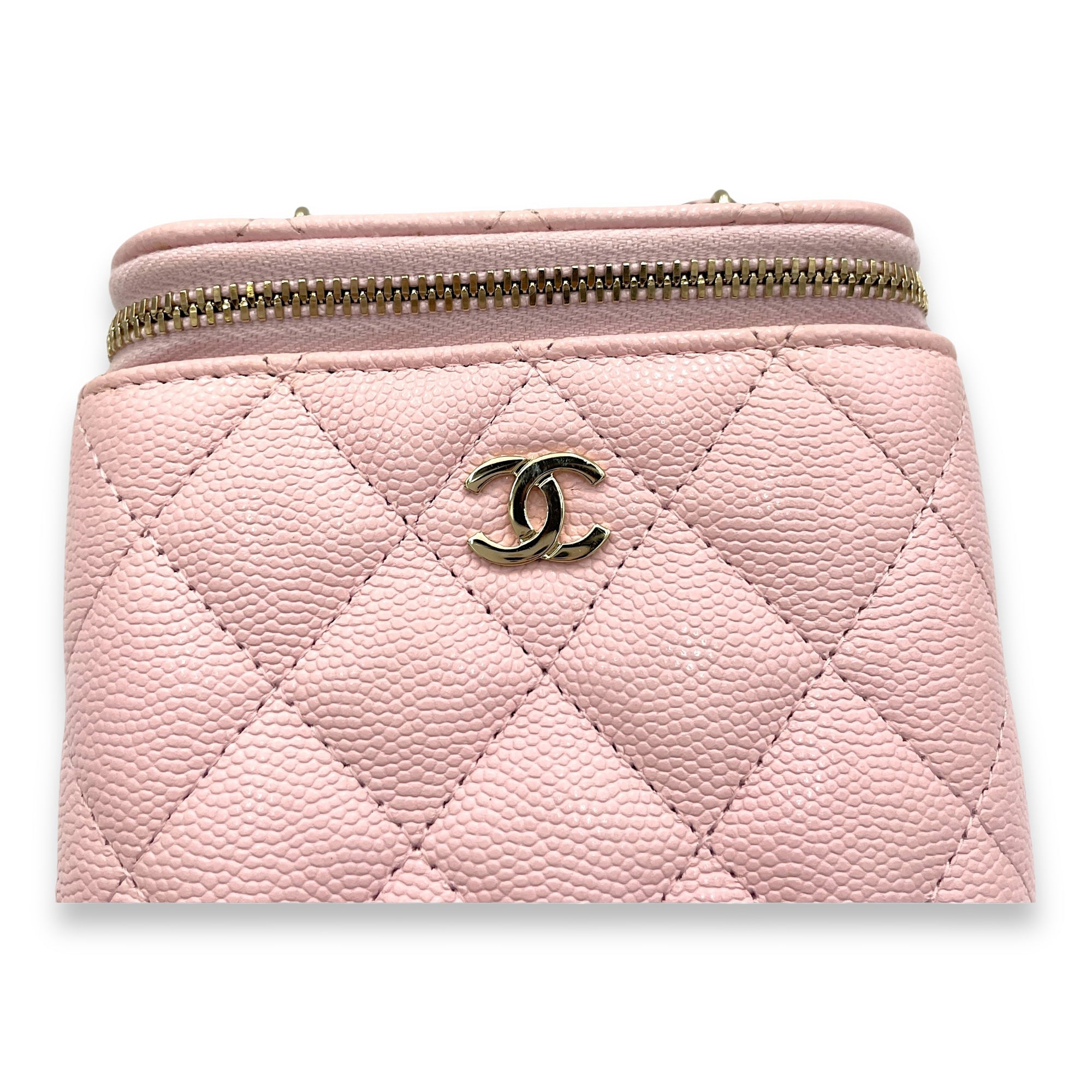 Classic Pink Vanity Bag in Caviar Leather, Gold hardware