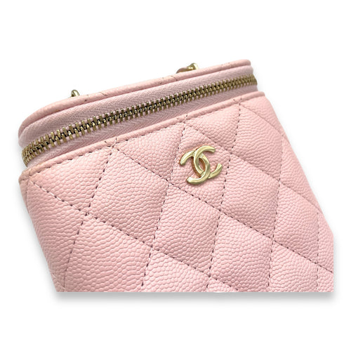 Classic Pink Vanity Bag in Caviar Leather, Gold hardware