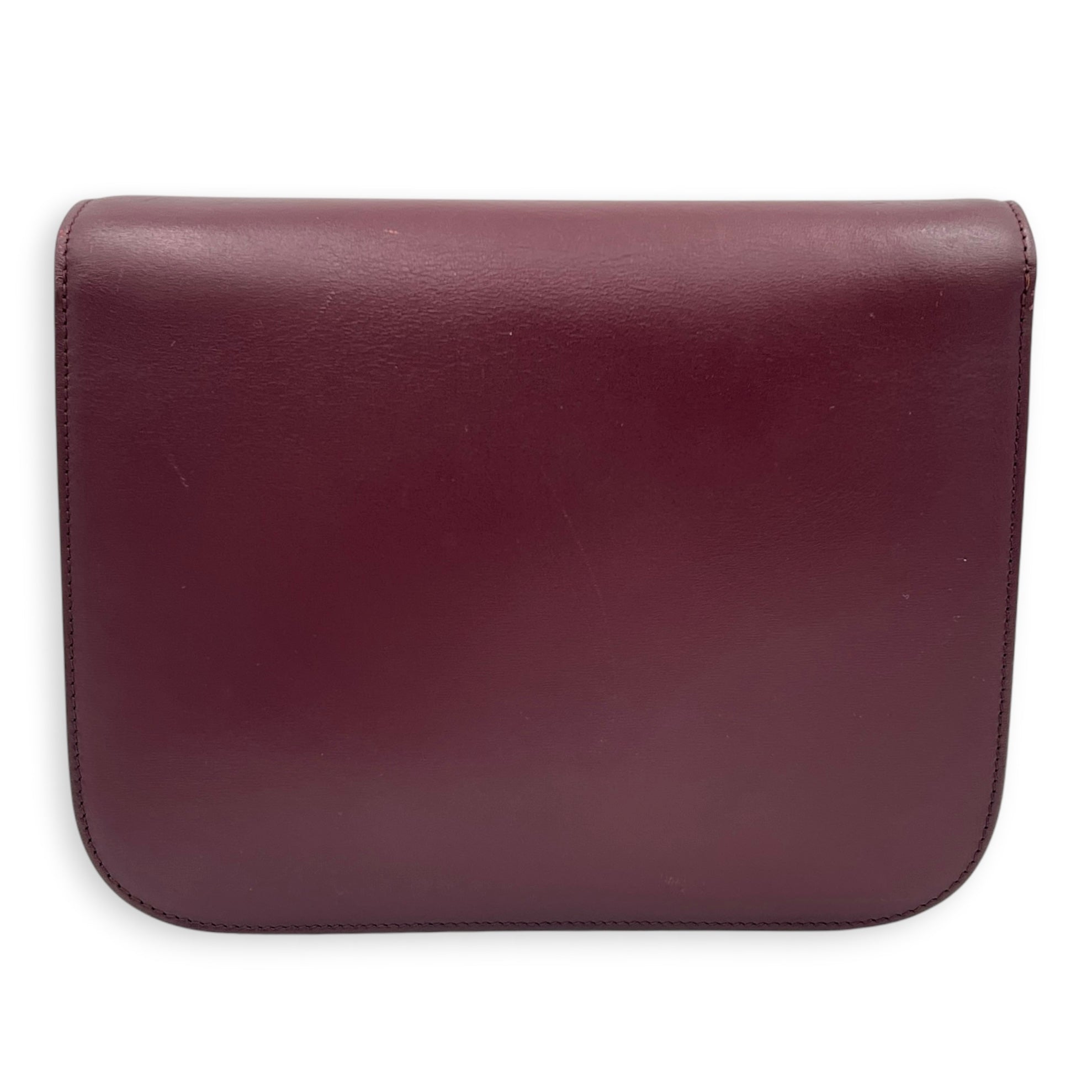 Box Medium Maroon Shoulder Bag in Calfskin, Gold hardware