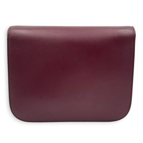 Box Medium Maroon Shoulder Bag in Calfskin, Gold hardware