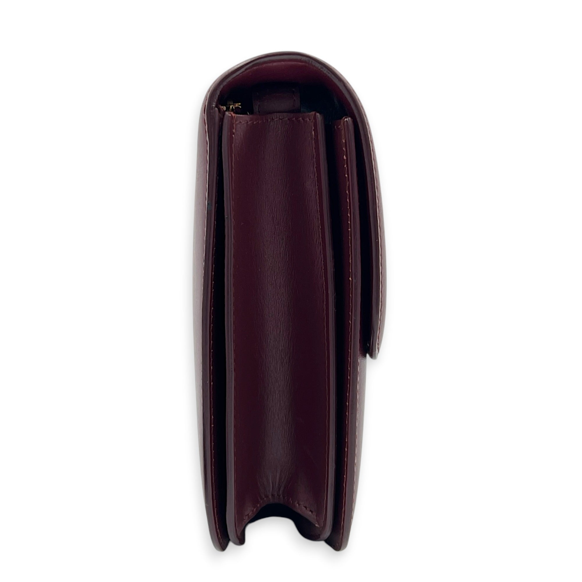 Box Medium Maroon Shoulder Bag in Calfskin, Gold hardware