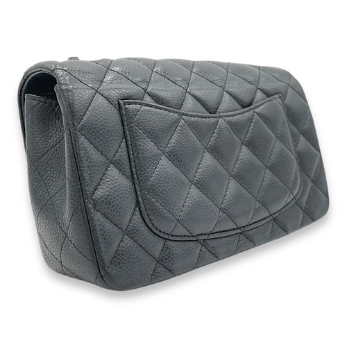 Classic Crossbody Bag Black in Caviar Leather, Silver hardware