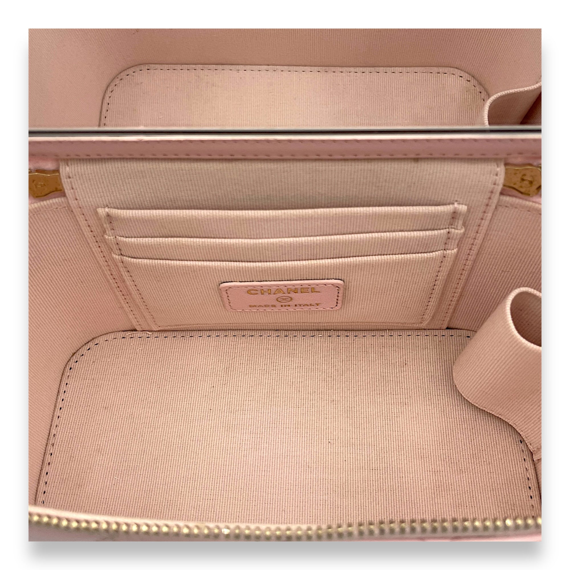 Classic Pink Vanity Bag in Lambskin, Light Gold hardware