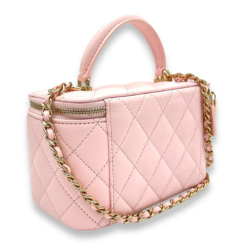 Classic Pink Vanity Bag in Lambskin, Light Gold hardware