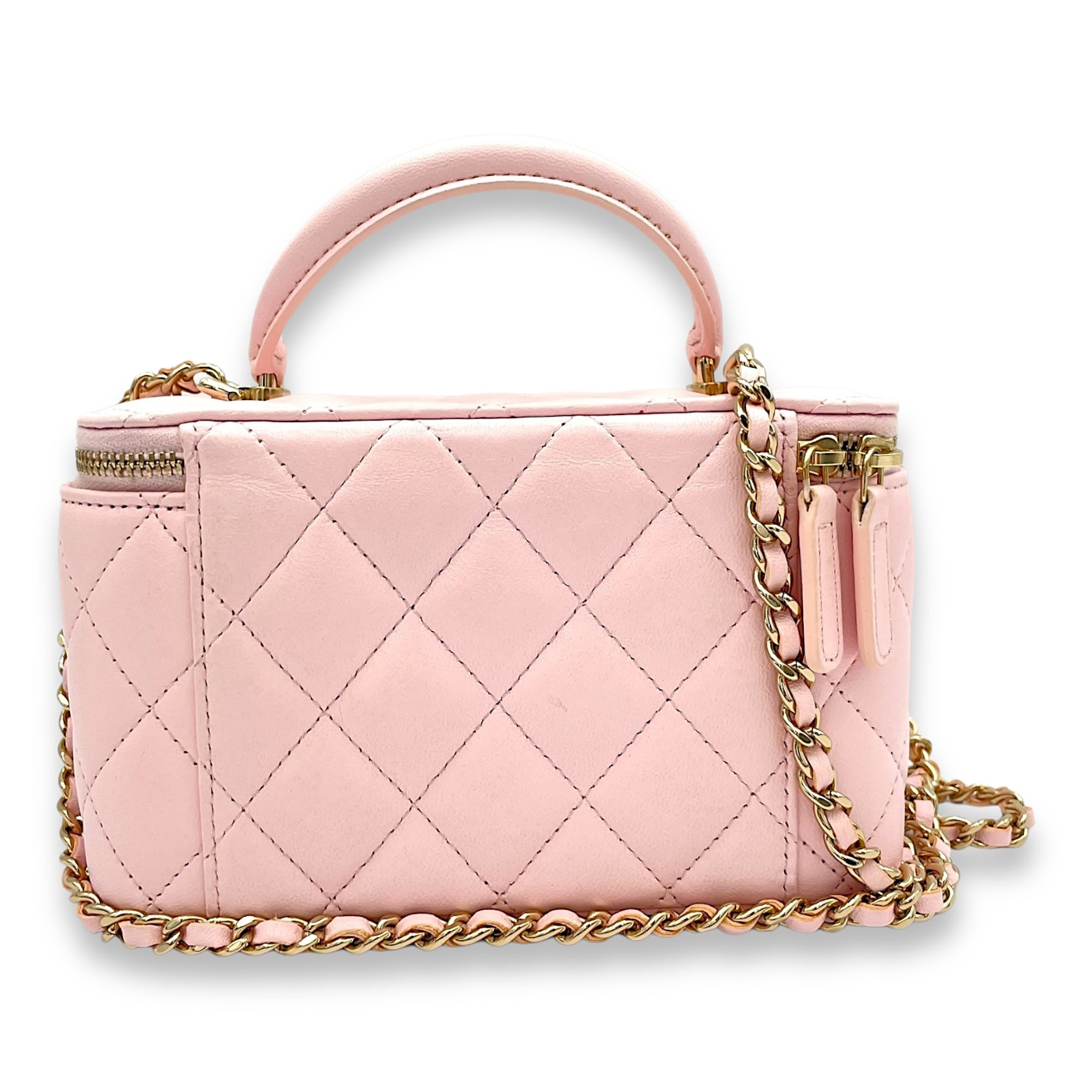 Classic Pink Vanity Bag in Lambskin, Light Gold hardware