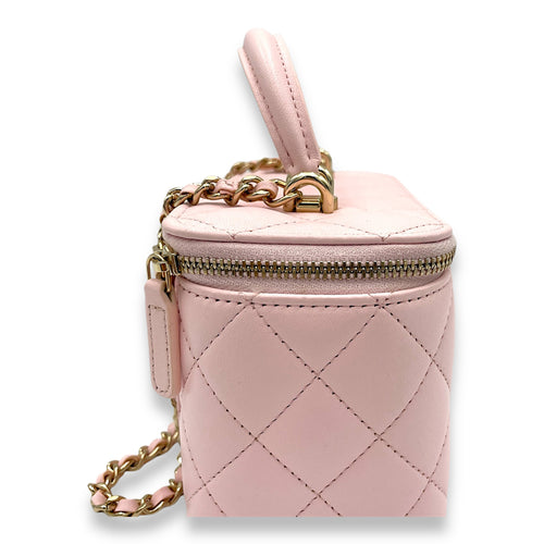 Classic Pink Vanity Bag in Lambskin, Light Gold hardware