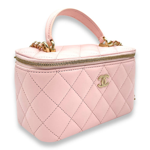 Classic Pink Vanity Bag in Lambskin, Light Gold hardware