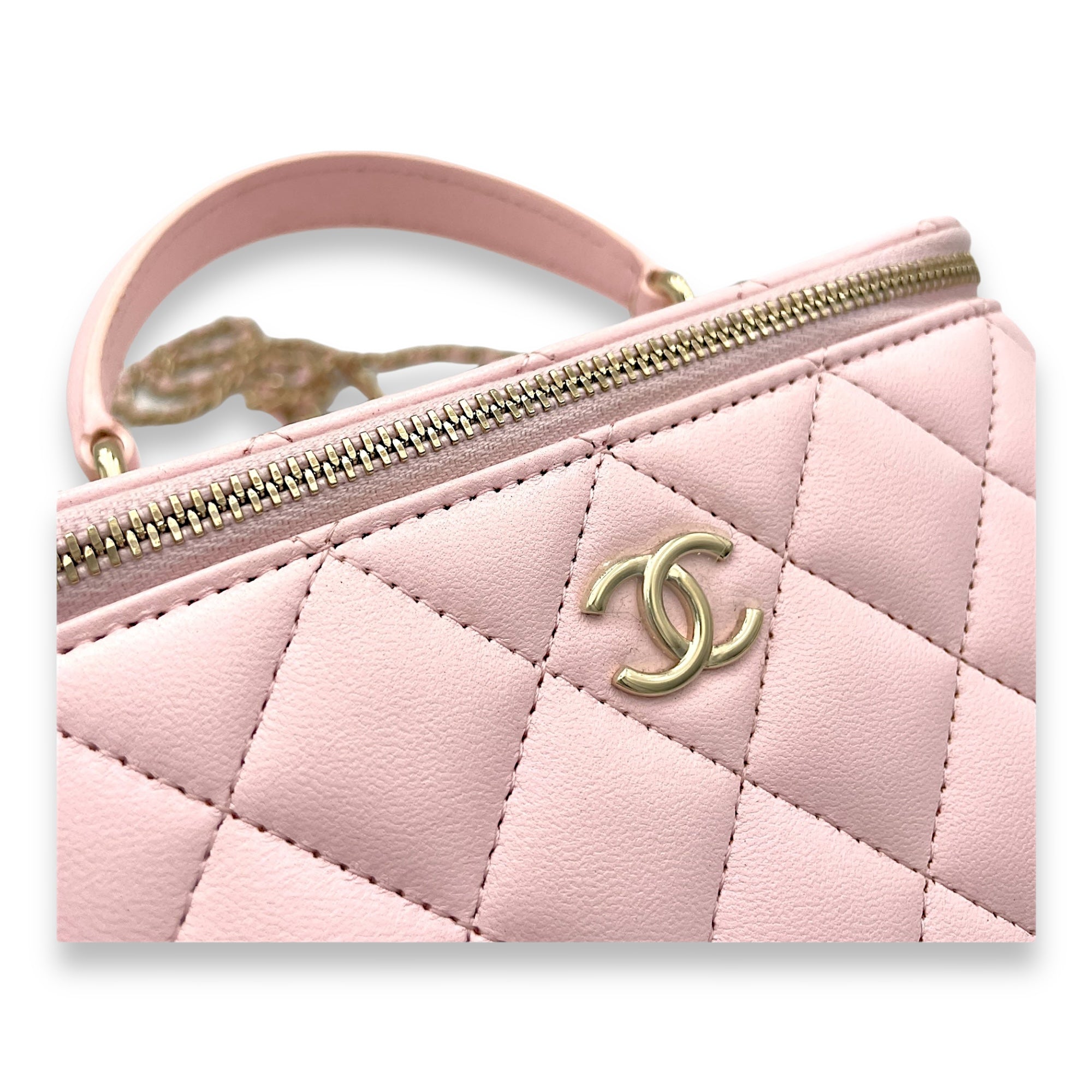 Classic Pink Vanity Bag in Lambskin, Light Gold hardware