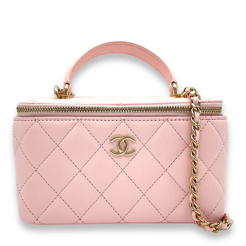 Classic Pink Vanity Bag in Lambskin, Light Gold hardware