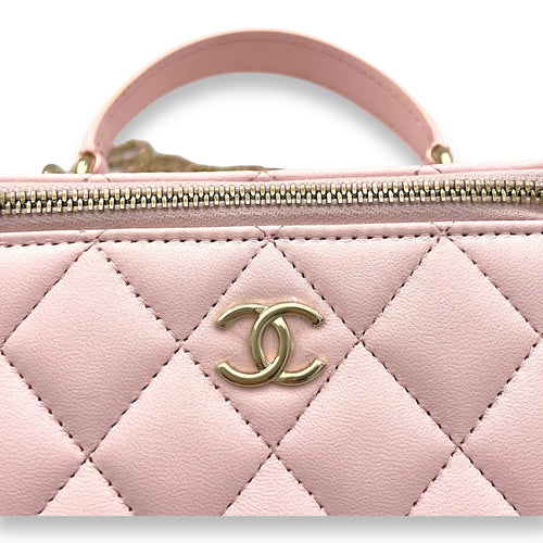 Classic Pink Vanity Bag in Lambskin, Light Gold hardware