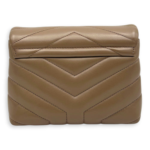 Loulou Toy Brown Crossbody Bag in Calfskin, Gold hardware