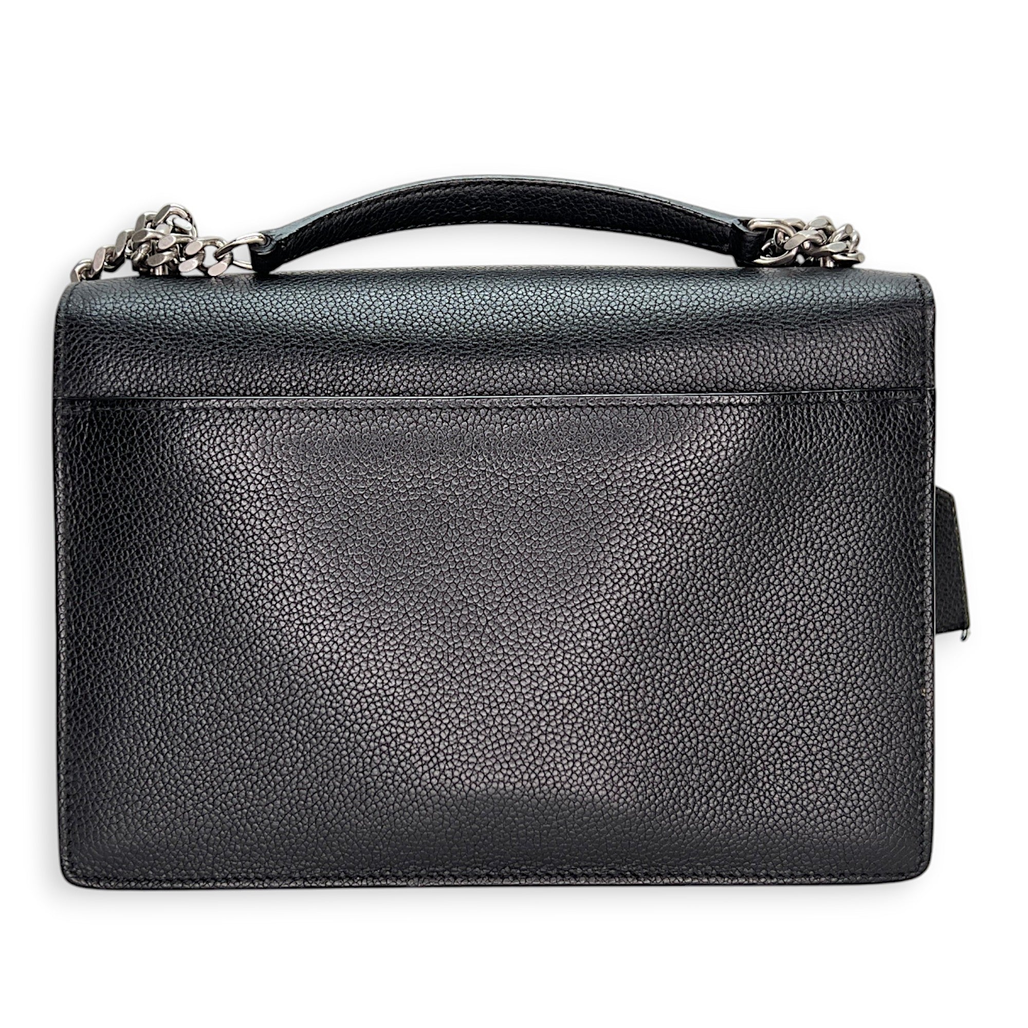 Sunset Shoulder Bag Medium Black in Calfskin, Silver hardware