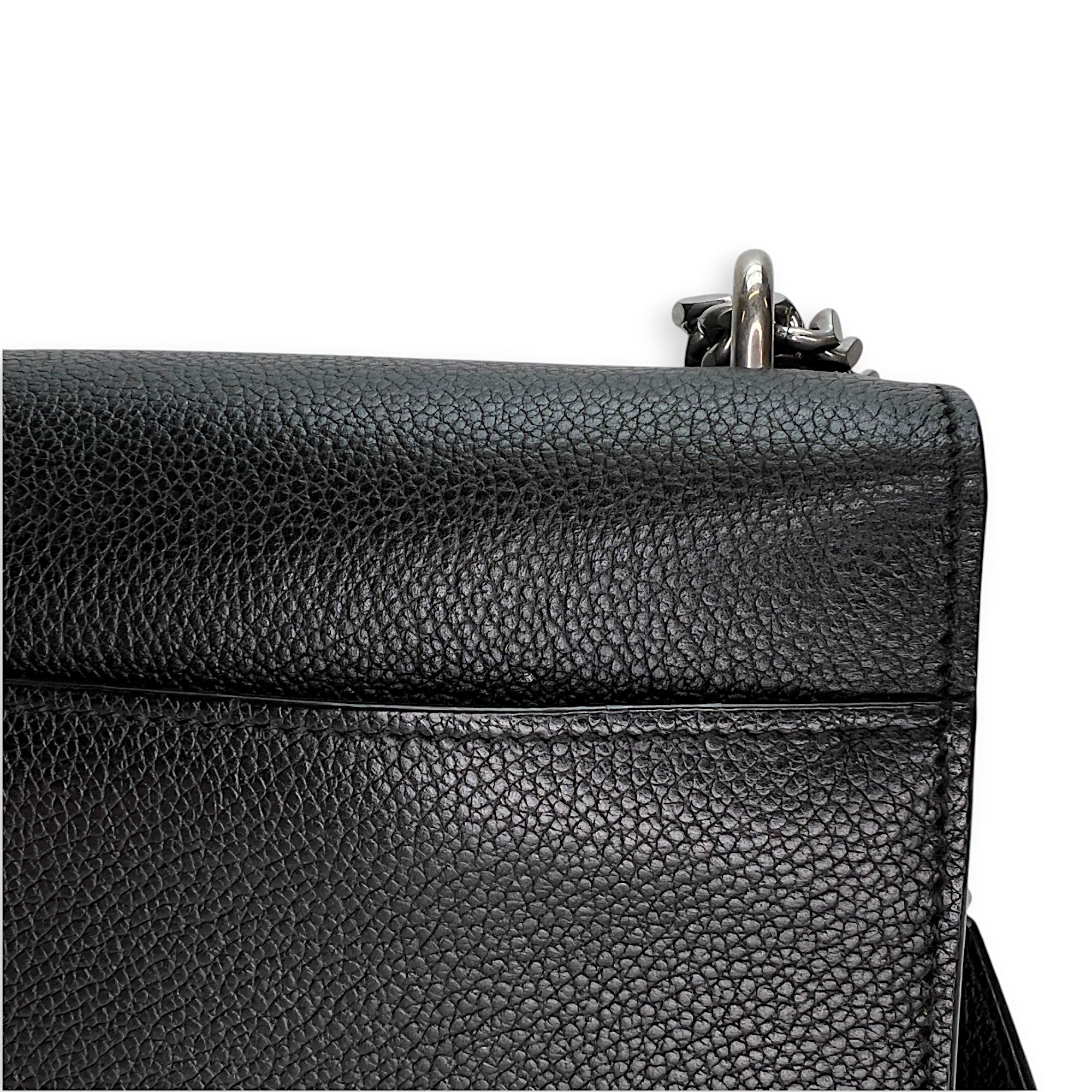 Sunset Shoulder Bag Medium Black in Calfskin, Silver hardware