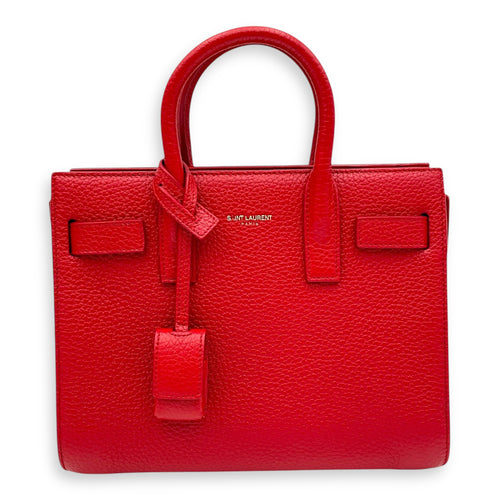 Sac de Jour Top Handle Bag Nano Red in Calfskin, Gold hardware