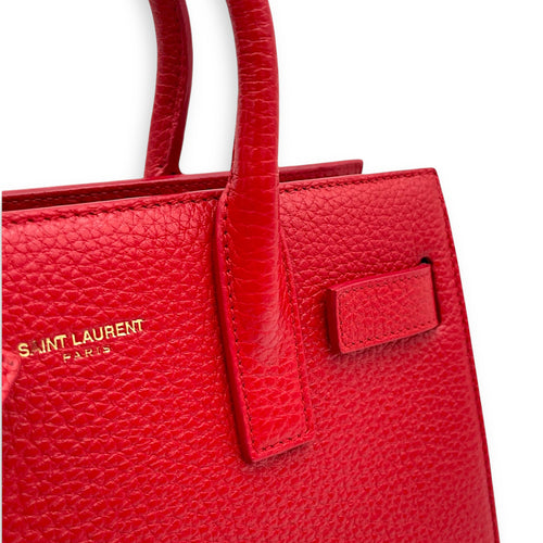 Sac de Jour Top Handle Bag Nano Red in Calfskin, Gold hardware