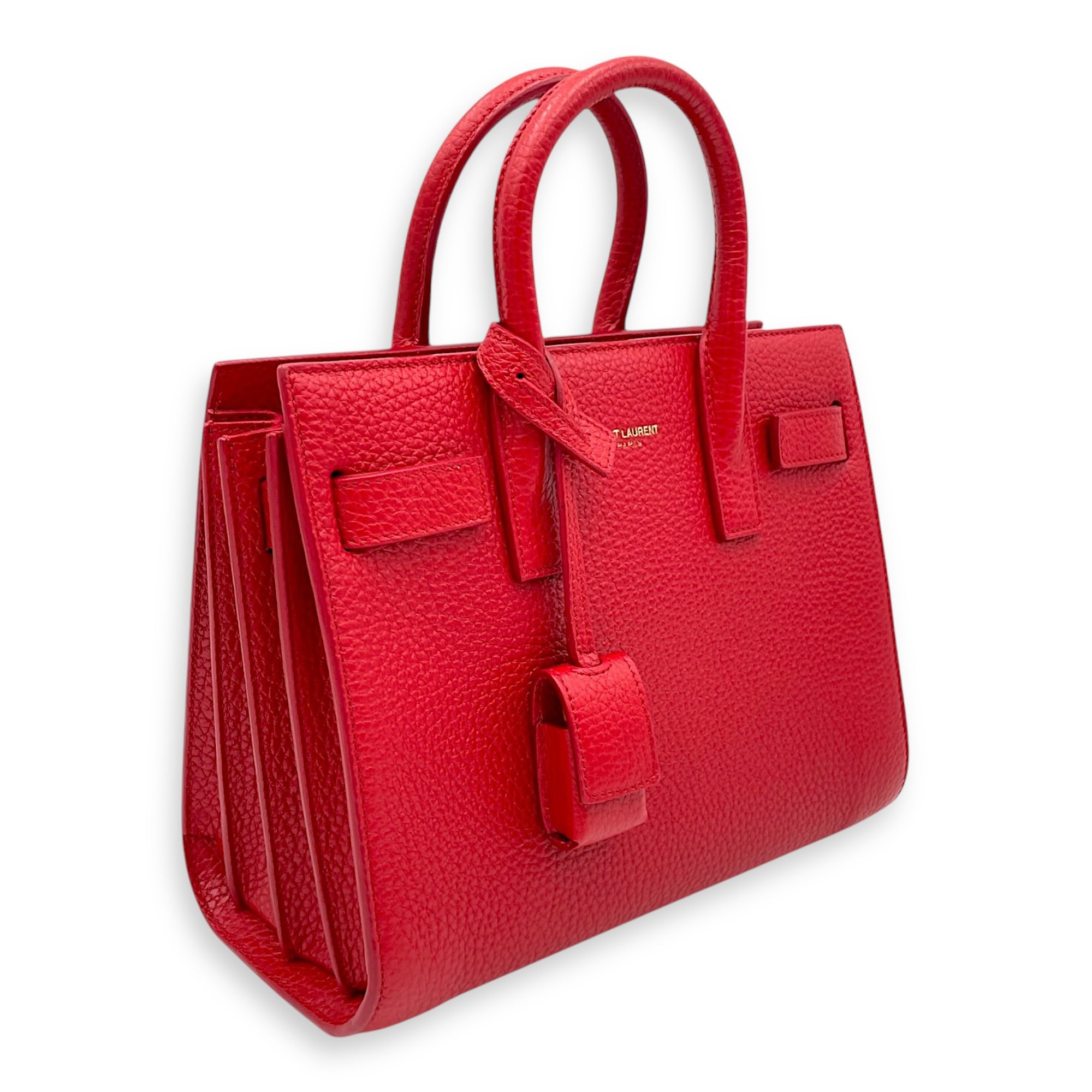 Sac de Jour Top Handle Bag Nano Red in Calfskin, Gold hardware