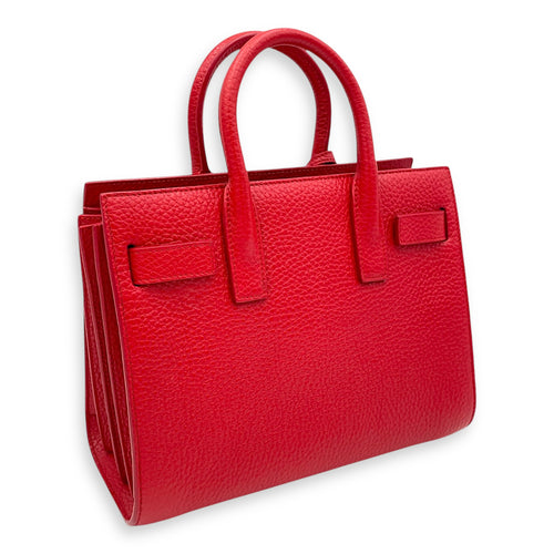 Sac de Jour Top Handle Bag Nano Red in Calfskin, Gold hardware