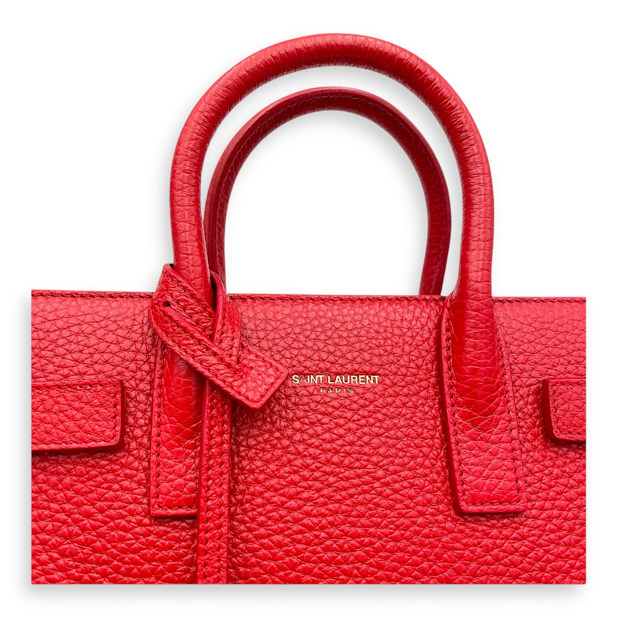 Sac de Jour Top Handle Bag Nano Red in Calfskin, Gold hardware