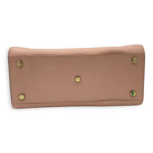 Sac de Jour Medium Pink Top Handle Bag in Calfskin, Gold hardware