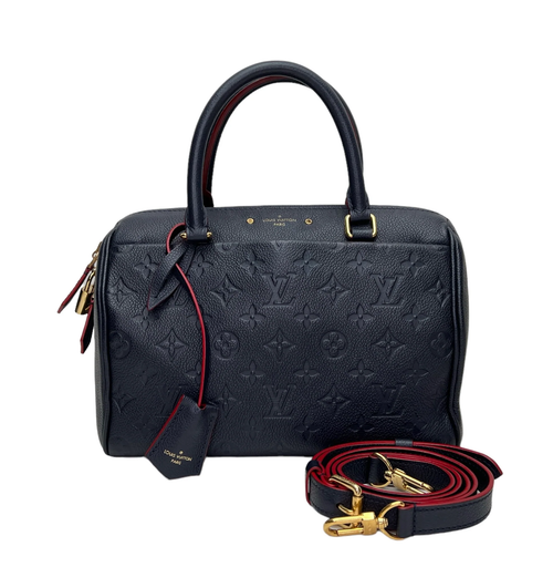 Speedy 25 Blue Top Handle Bag in Empreinte Leather, Gold hardware