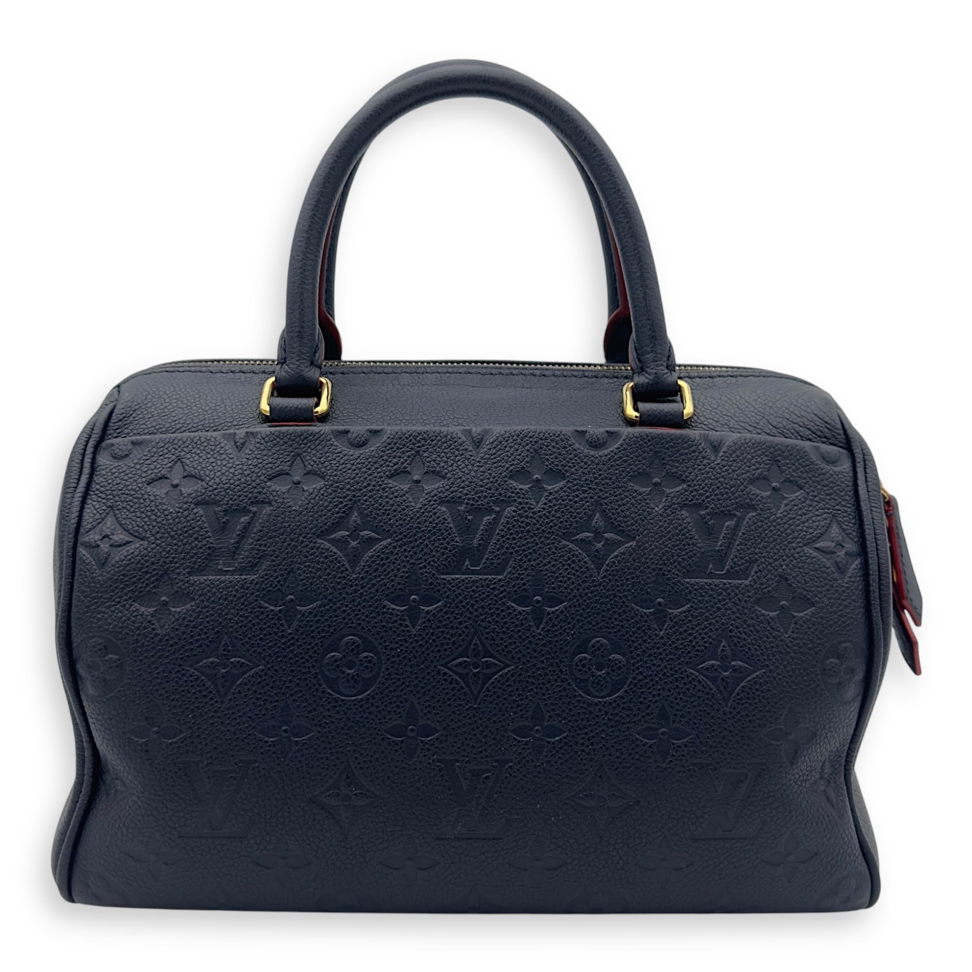 Speedy 25 Blue Top Handle Bag in Empreinte Leather, Gold hardware