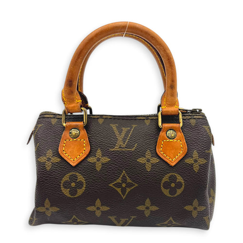 Speedy Crossbody Bag Brown in Monogram Coated Canvas, Gold hardware