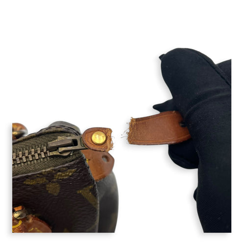 Speedy Crossbody Bag Brown in Monogram Coated Canvas, Gold hardware
