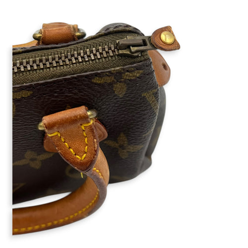 Speedy Crossbody Bag Brown in Monogram Coated Canvas, Gold hardware