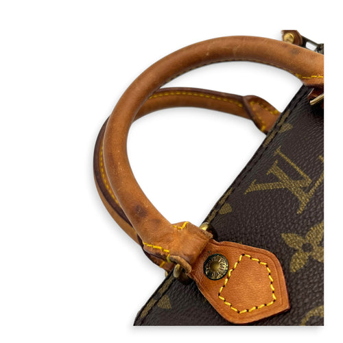 Speedy Crossbody Bag Brown in Monogram Coated Canvas, Gold hardware