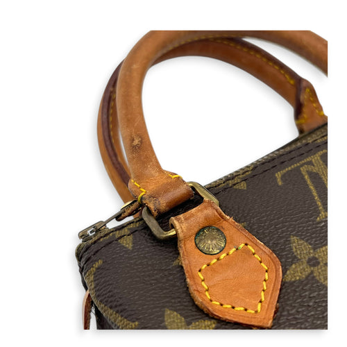 Speedy Crossbody Bag Brown in Monogram Coated Canvas, Gold hardware