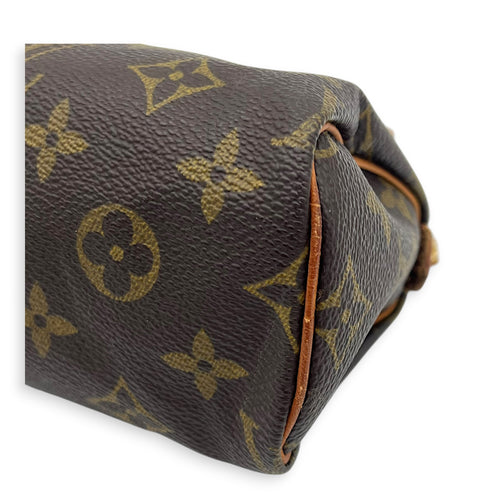 Speedy Crossbody Bag Brown in Monogram Coated Canvas, Gold hardware
