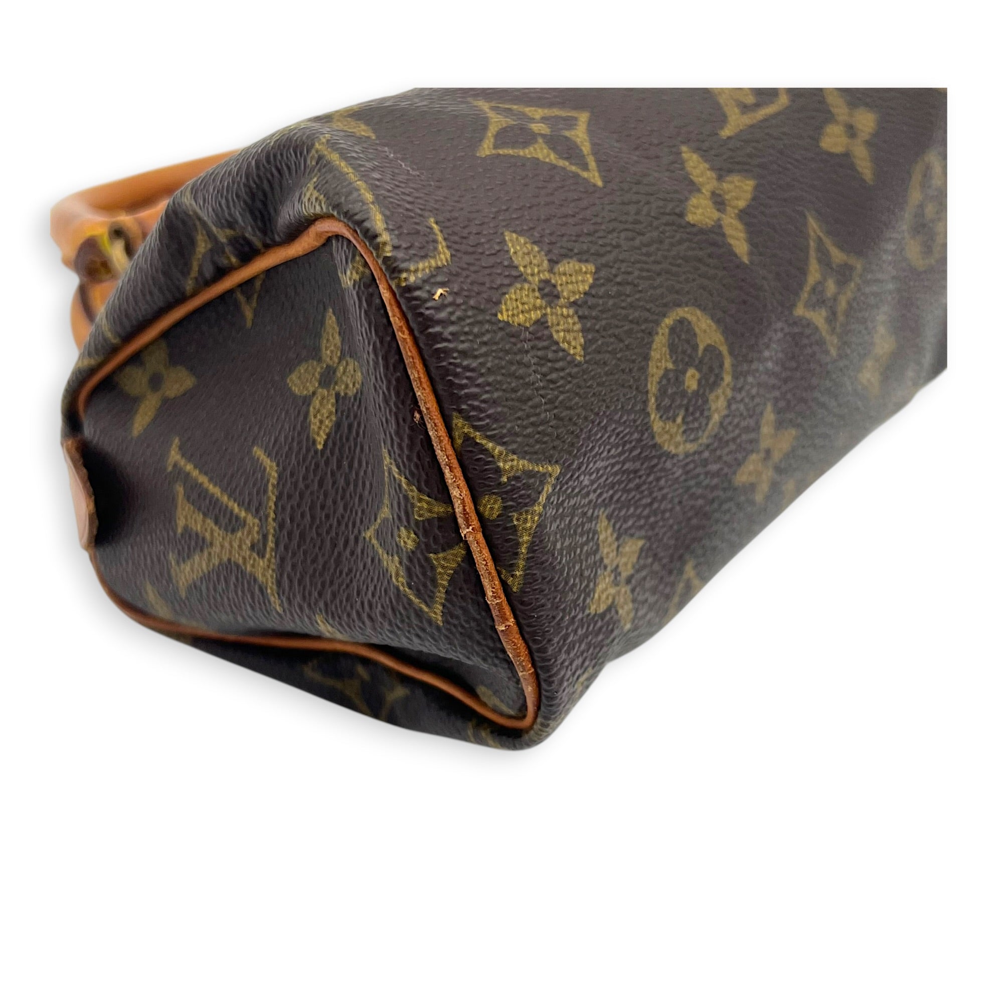 Speedy Crossbody Bag Brown in Monogram Coated Canvas, Gold hardware